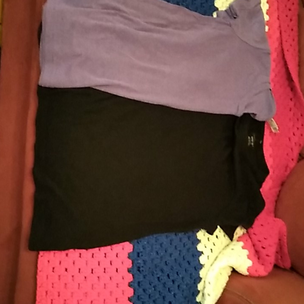 2 tees one black, one purple